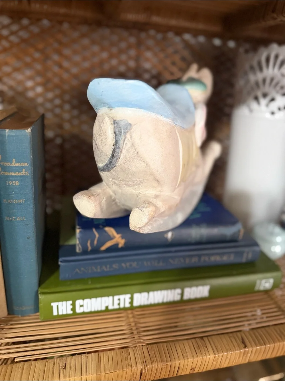 Hand Carved Vintage Rocking Elephant Nursery Pastel Kids Room Decor 16” Baby